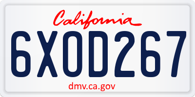 CA license plate 6XOD267