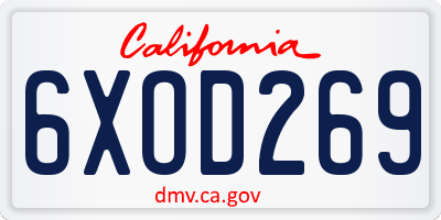 CA license plate 6XOD269
