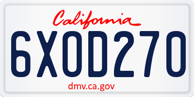 CA license plate 6XOD270