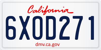 CA license plate 6XOD271