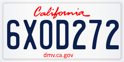CA license plate 6XOD272