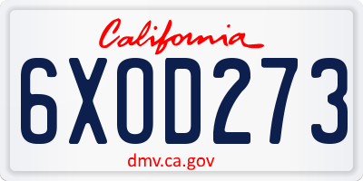 CA license plate 6XOD273