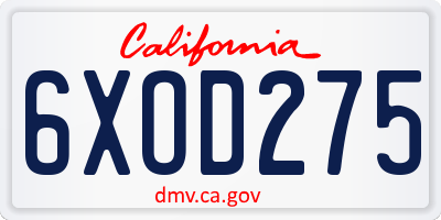 CA license plate 6XOD275