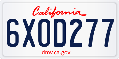CA license plate 6XOD277