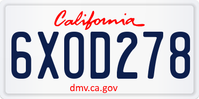 CA license plate 6XOD278