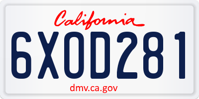 CA license plate 6XOD281