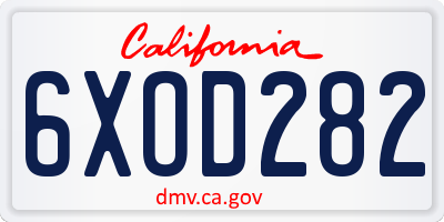 CA license plate 6XOD282