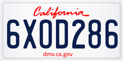 CA license plate 6XOD286