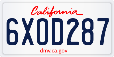 CA license plate 6XOD287