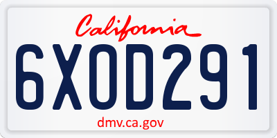 CA license plate 6XOD291