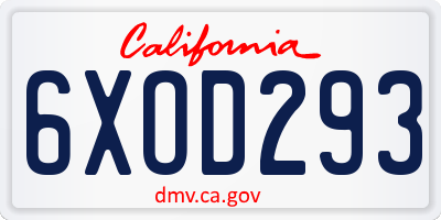 CA license plate 6XOD293