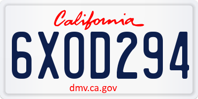 CA license plate 6XOD294