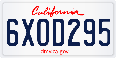 CA license plate 6XOD295