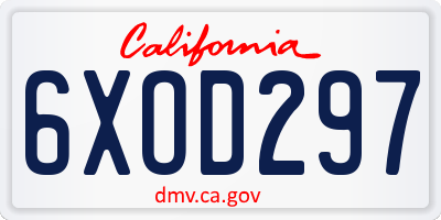 CA license plate 6XOD297