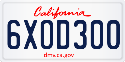 CA license plate 6XOD300