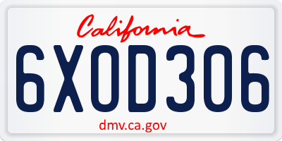 CA license plate 6XOD306