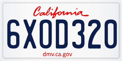 CA license plate 6XOD320