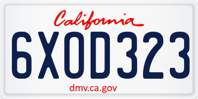CA license plate 6XOD323