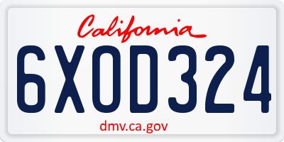 CA license plate 6XOD324