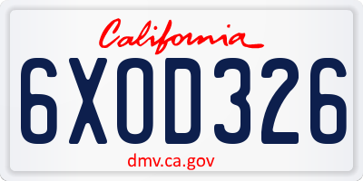 CA license plate 6XOD326