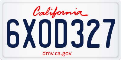 CA license plate 6XOD327