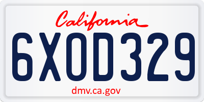 CA license plate 6XOD329