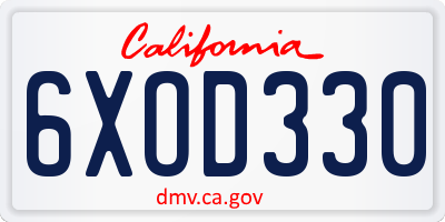 CA license plate 6XOD330