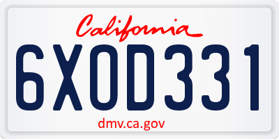CA license plate 6XOD331