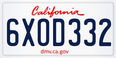 CA license plate 6XOD332