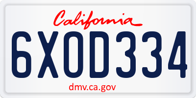 CA license plate 6XOD334