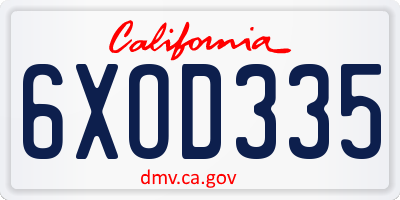 CA license plate 6XOD335