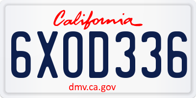 CA license plate 6XOD336