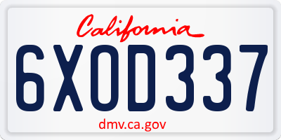 CA license plate 6XOD337