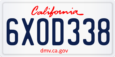 CA license plate 6XOD338