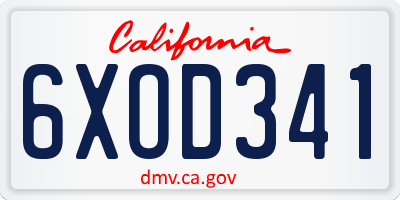 CA license plate 6XOD341