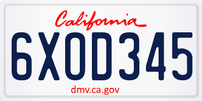 CA license plate 6XOD345