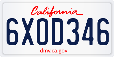 CA license plate 6XOD346