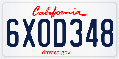 CA license plate 6XOD348