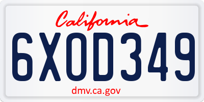 CA license plate 6XOD349