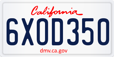 CA license plate 6XOD350