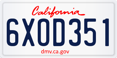 CA license plate 6XOD351