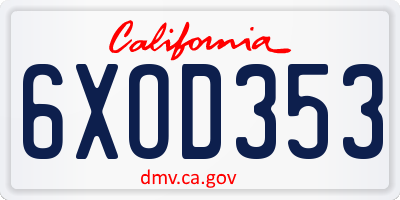 CA license plate 6XOD353