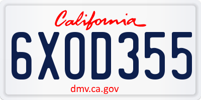 CA license plate 6XOD355