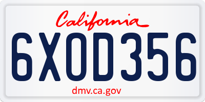 CA license plate 6XOD356