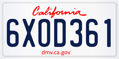 CA license plate 6XOD361