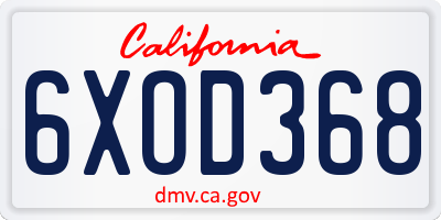 CA license plate 6XOD368