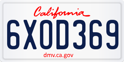 CA license plate 6XOD369