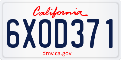 CA license plate 6XOD371