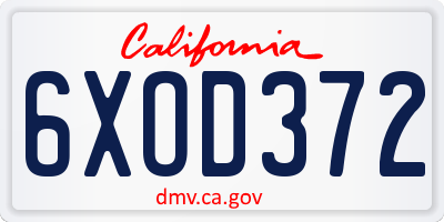 CA license plate 6XOD372
