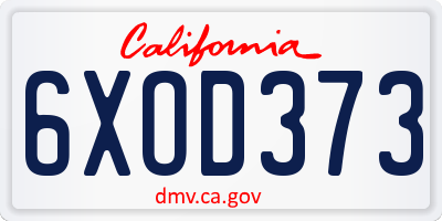 CA license plate 6XOD373